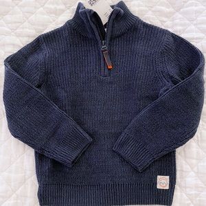 H&M ribbed navy 3/4 zip up